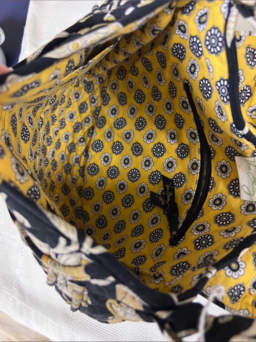 Vera Bradley Black, Yellow & Cream Quilted Floral Crossbody image 3
